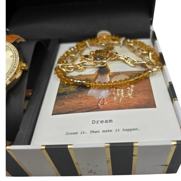 Jessica Carlyle Women Watch Quartz & Charm Bracelet Set Braided Leather Like - Picture 12 of 12